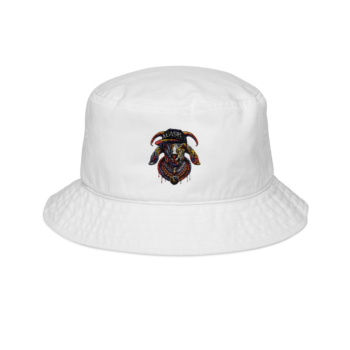 Embroidered Sheep Bucket Hat – Colorful Ram Patch, Casual Outdoor Cap