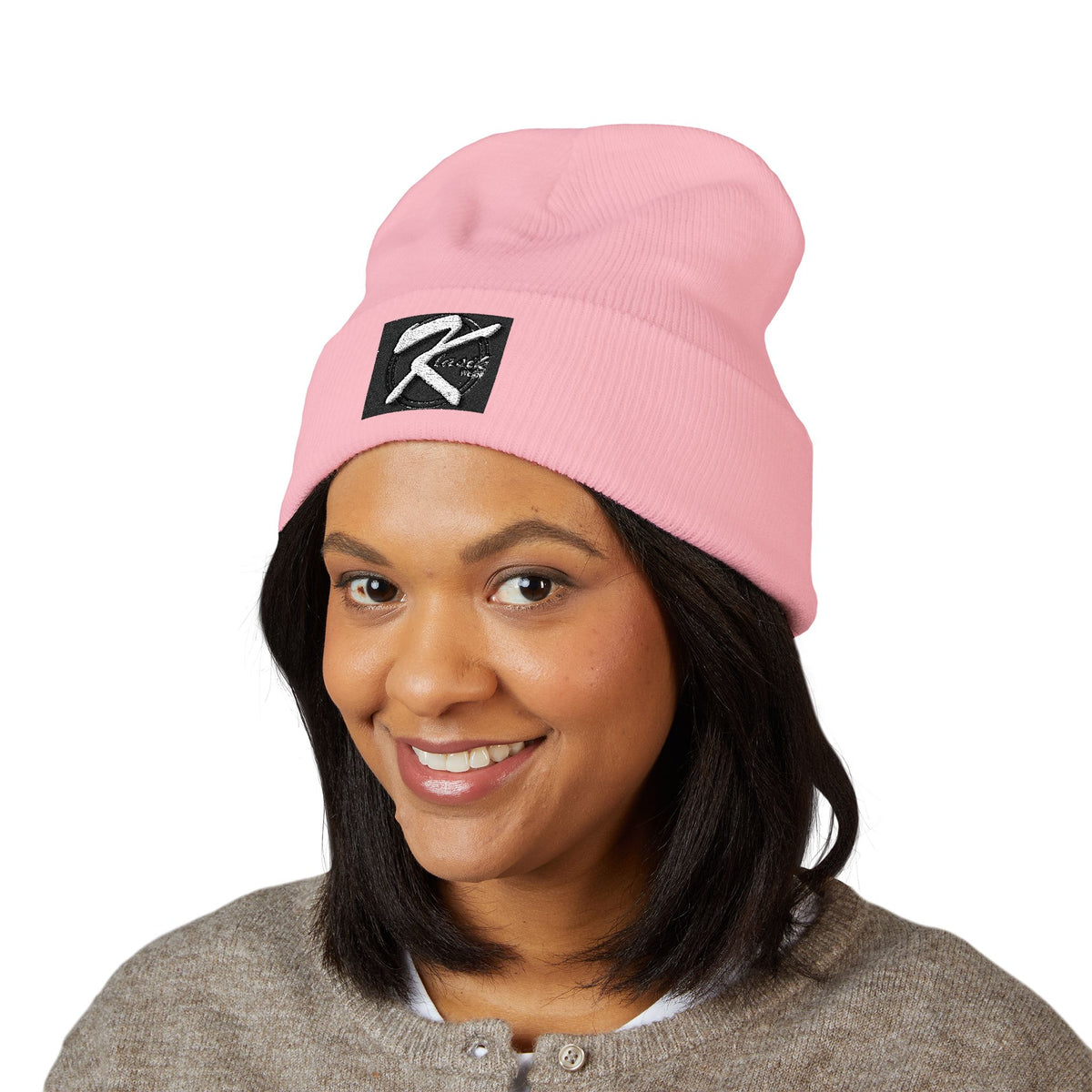 Embroidered 'K' Logo Cuffed Beanie - Classic Knit Winter Hat