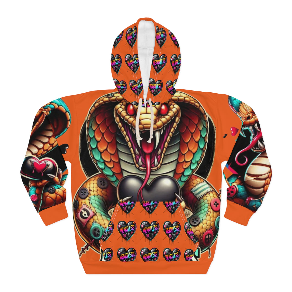 Heartless Cobra Hoodie — Vibrant Snake Graphic Pullover