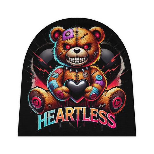 Heartless Teddy Baby Beanie - Edgy Neon Creepy Bear Infant Hat