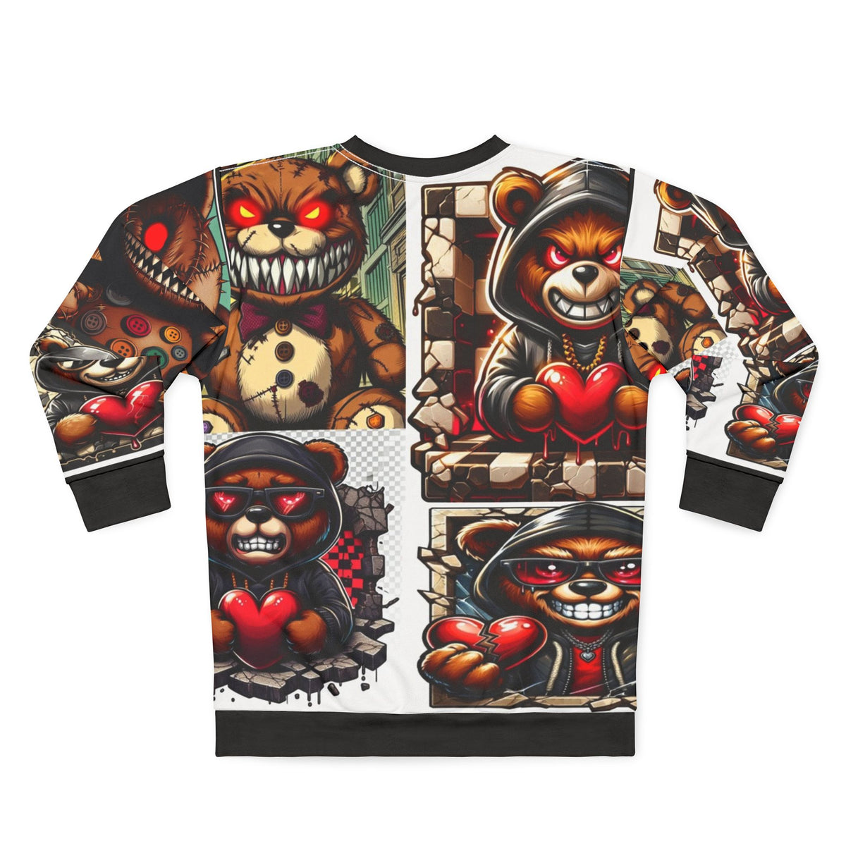 Heartless Teddy Sweatshirt — Creepy Colorful Bear Graphic AOP