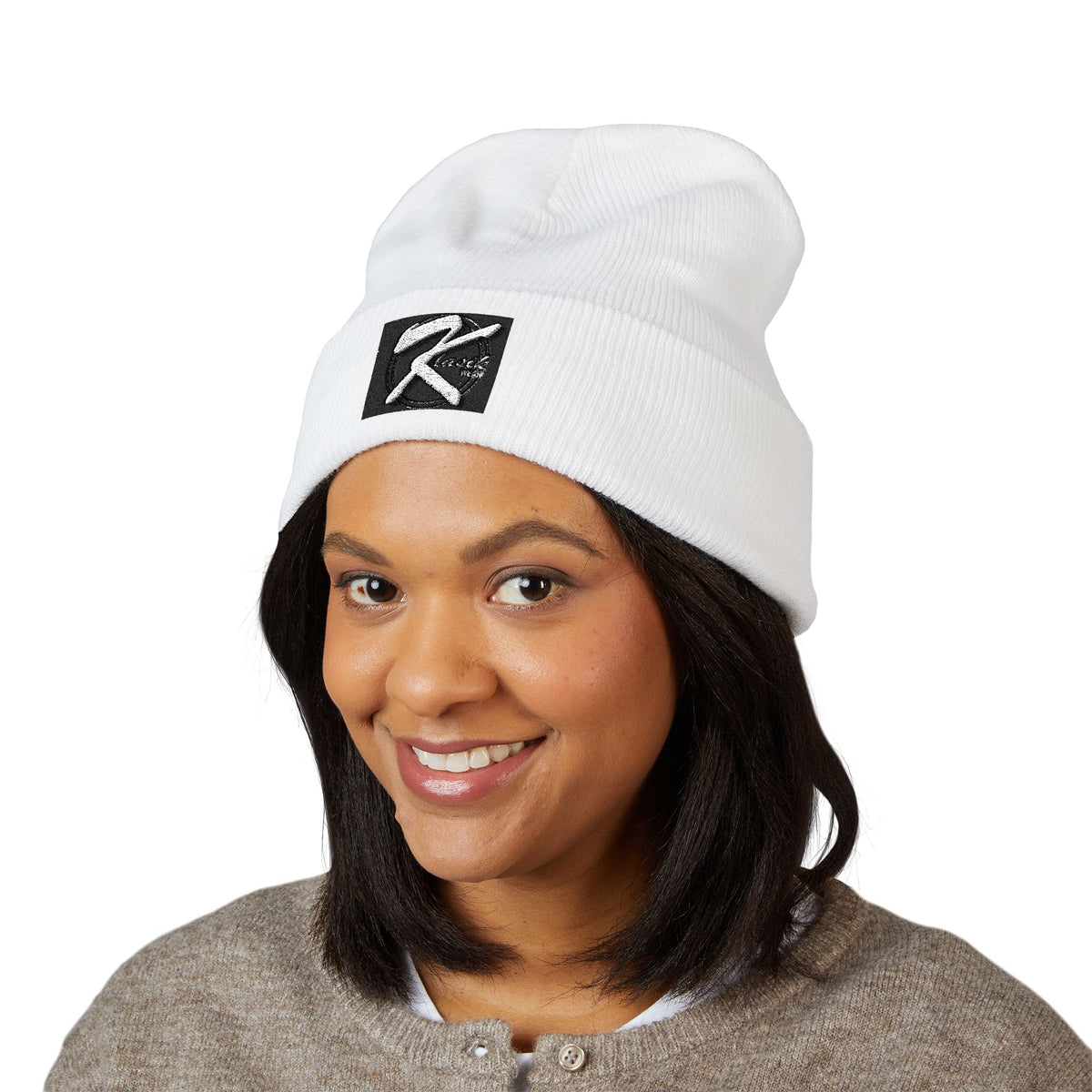 Embroidered 'K' Logo Cuffed Beanie - Classic Knit Winter Hat
