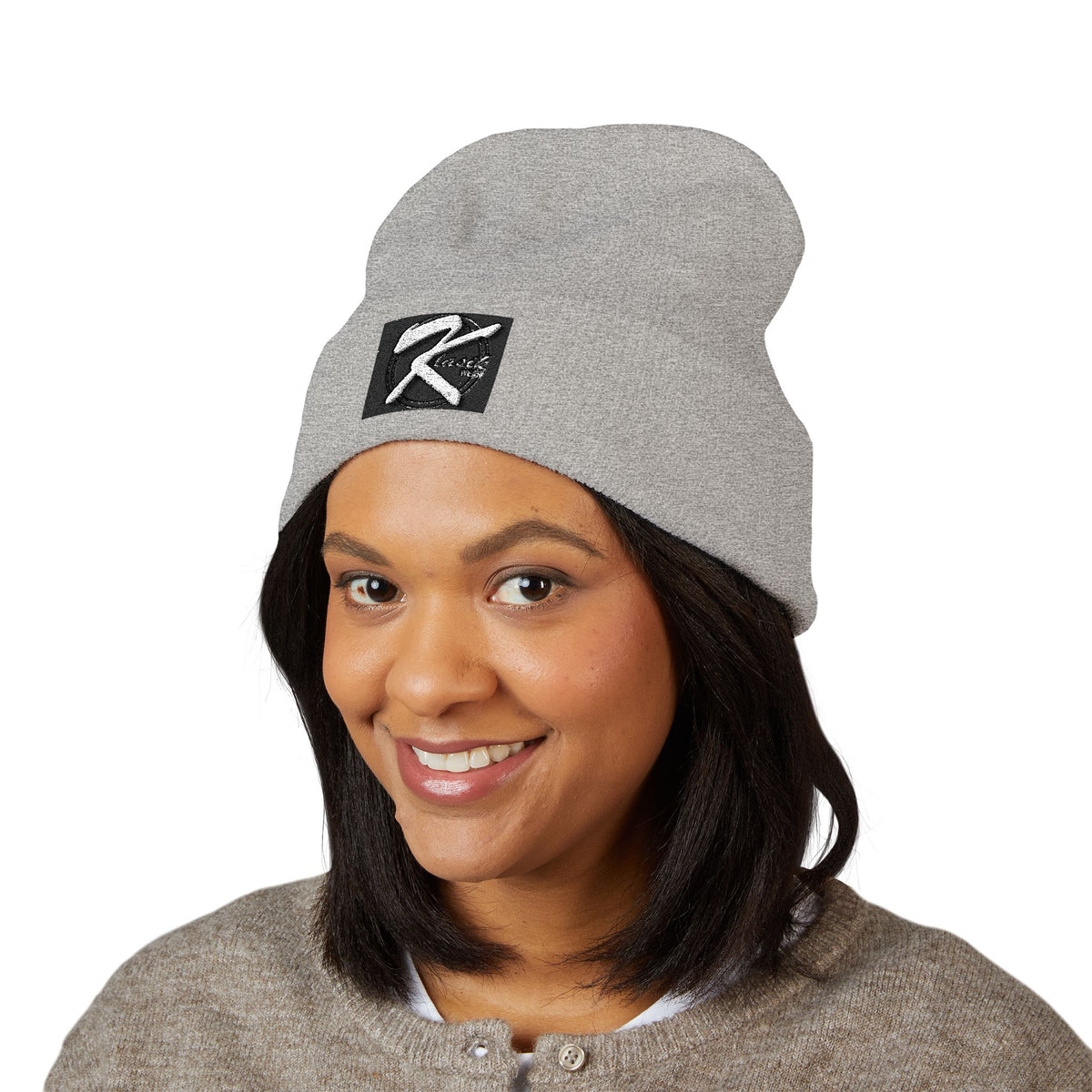 Embroidered 'K' Logo Cuffed Beanie - Classic Knit Winter Hat