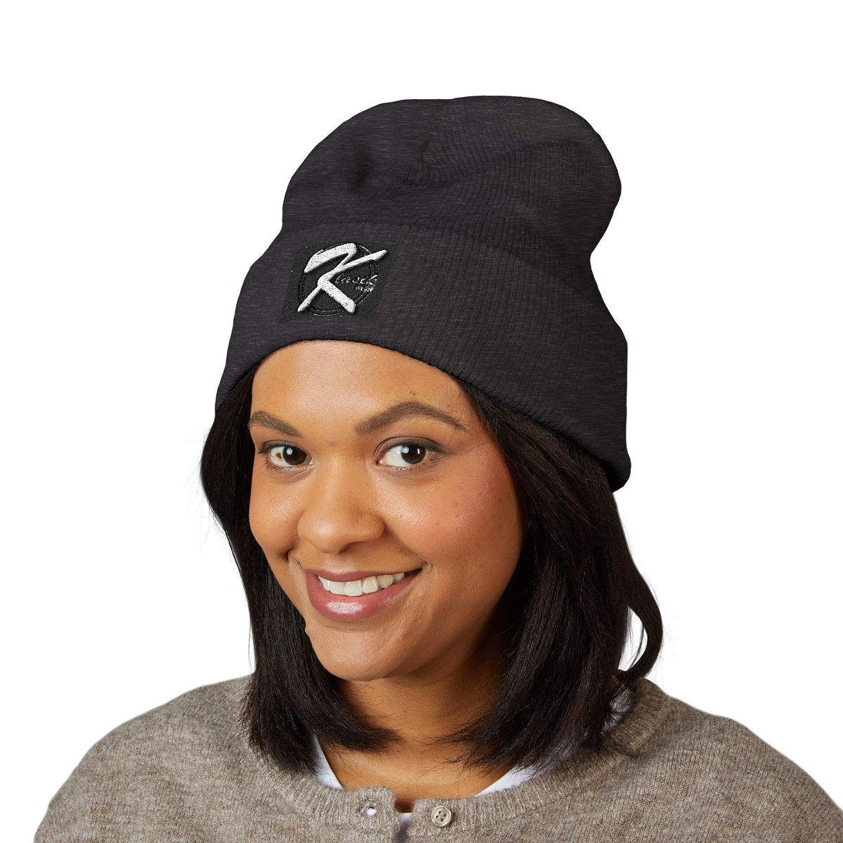 Embroidered 'K' Logo Cuffed Beanie - Classic Knit Winter Hat