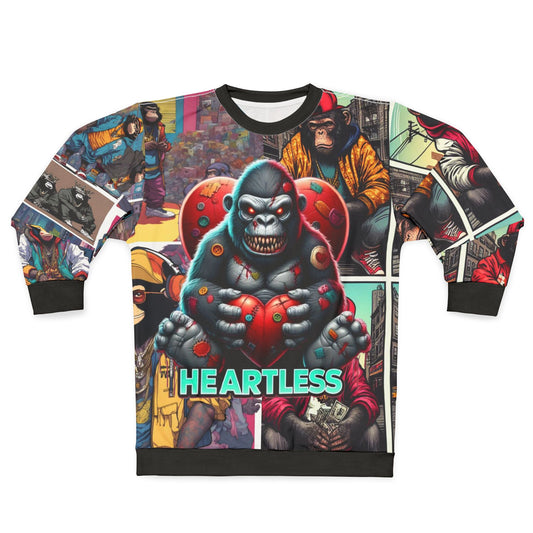 Heartless Gorilla Graphic Sweatshirt — All-Over Print Streetwear Pullover