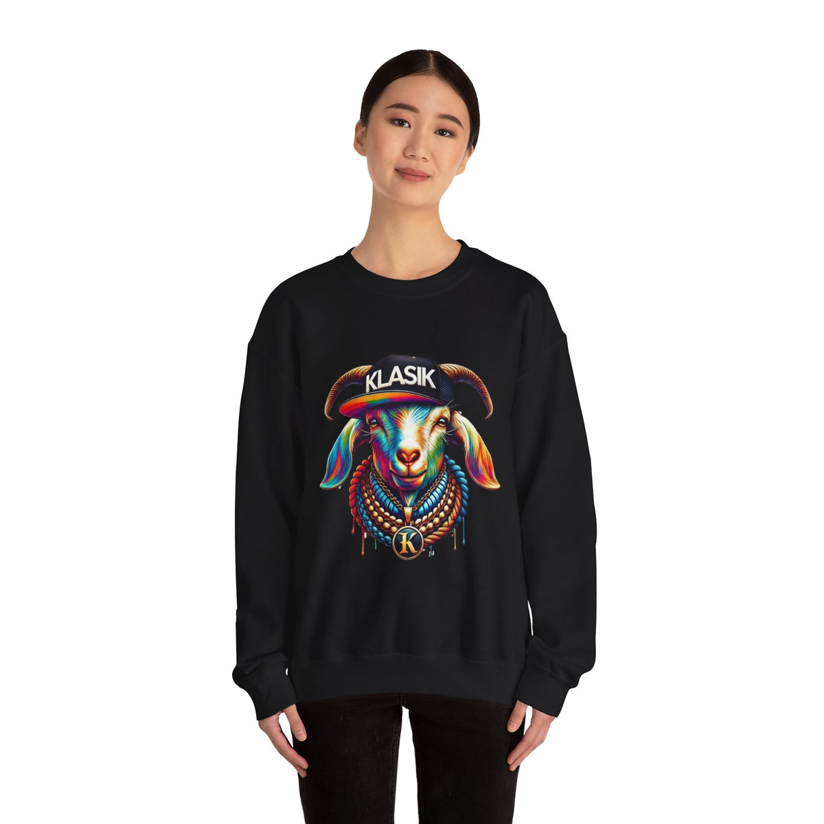 Vibrant Goat Graphic Crewneck Sweatshirt