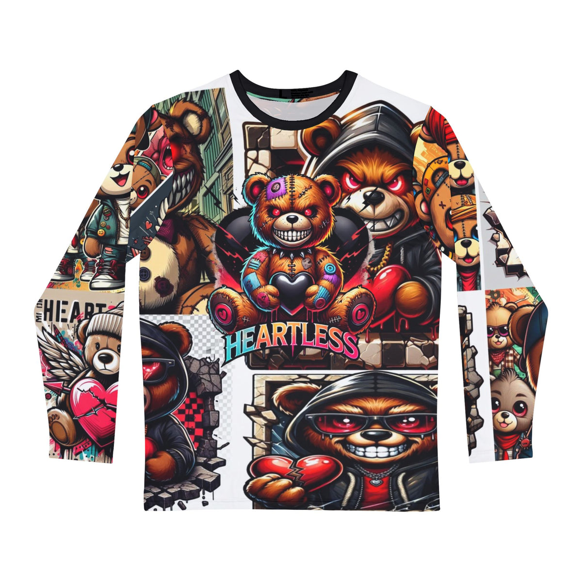 Heartless Teddy All-Over Print Long Sleeve Shirt