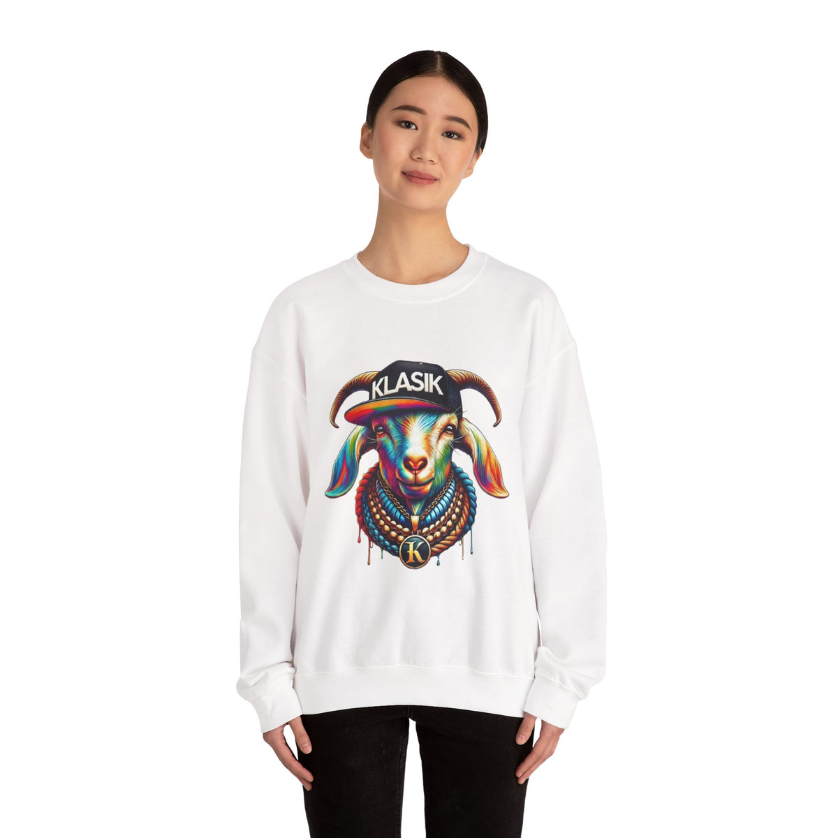 Vibrant Goat Graphic Crewneck Sweatshirt