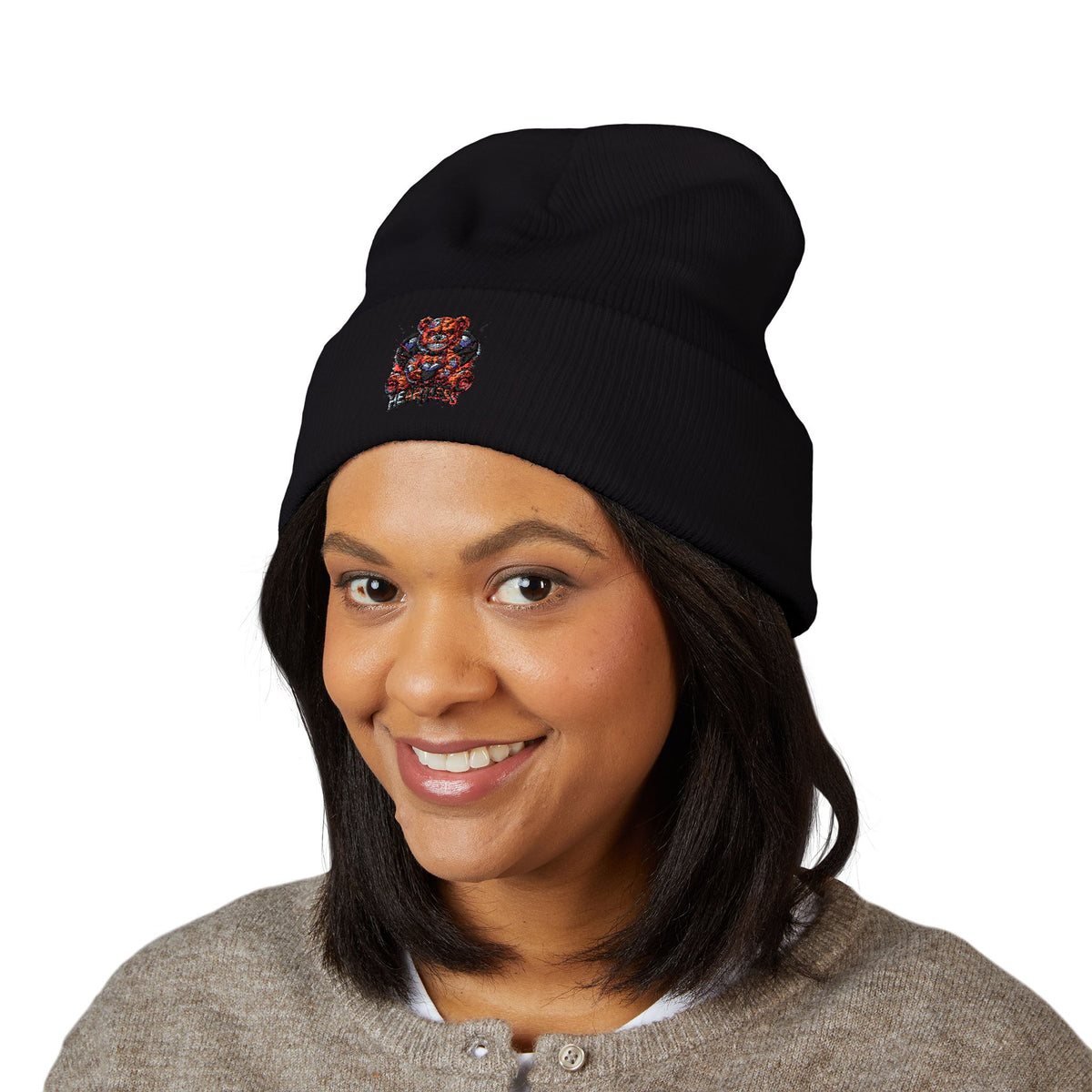 Embroidered Tiger Cuffed Beanie — Cozy Streetwear Knit Hat