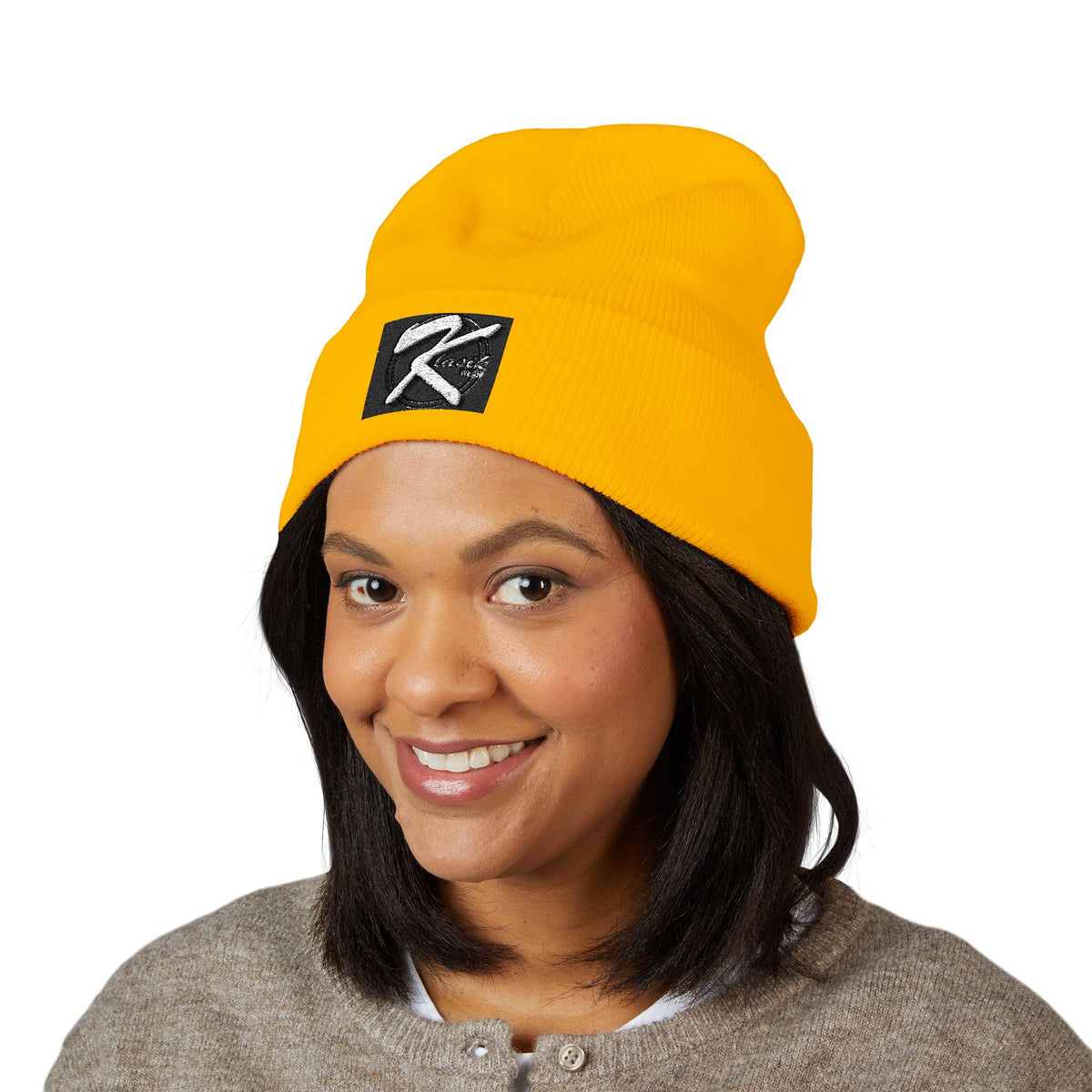Embroidered 'K' Logo Cuffed Beanie - Classic Knit Winter Hat