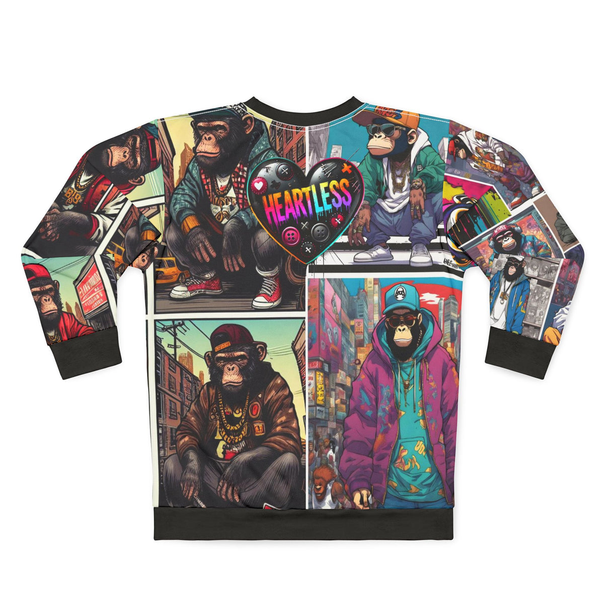 Heartless Gorilla Graphic Sweatshirt — All-Over Print Streetwear Pullover